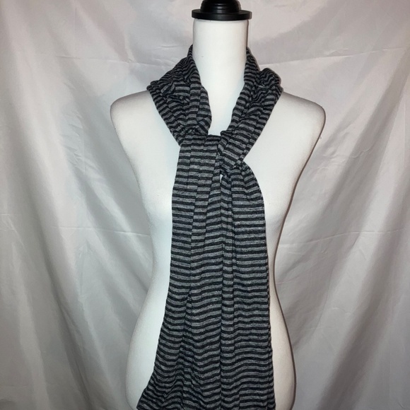 COMFY Black and Grey Striped Lightweight Scarf - Picture 3 of 5